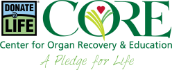 Center for Organ Recovery & Education logo "A Pledge for Life" Donate @ Life